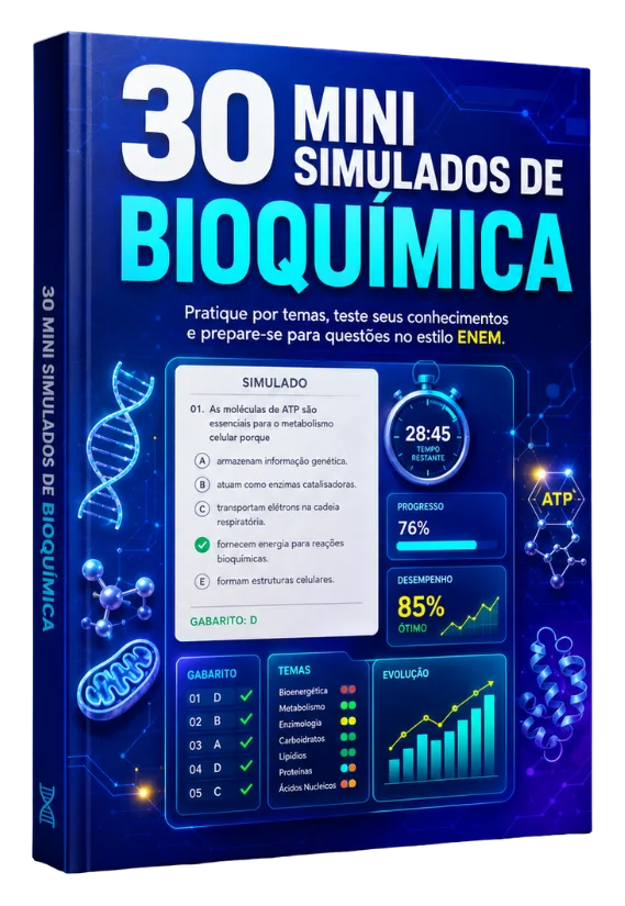 Mockup do bônus 30 Mini Simulados de Bioquímica Estilo ENEM