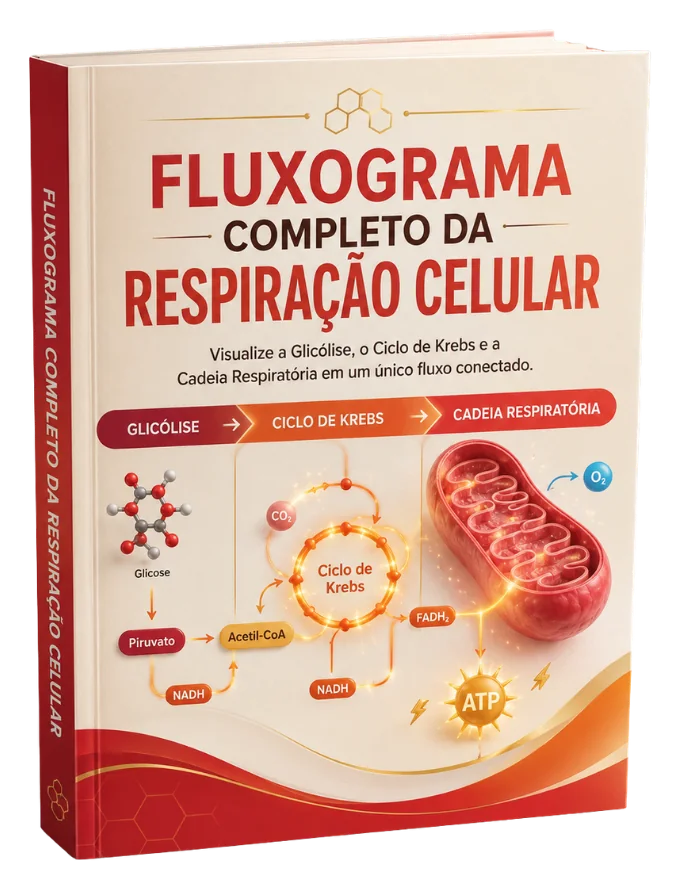 Mockup do bônus Fluxograma Completo da Respiração Celular