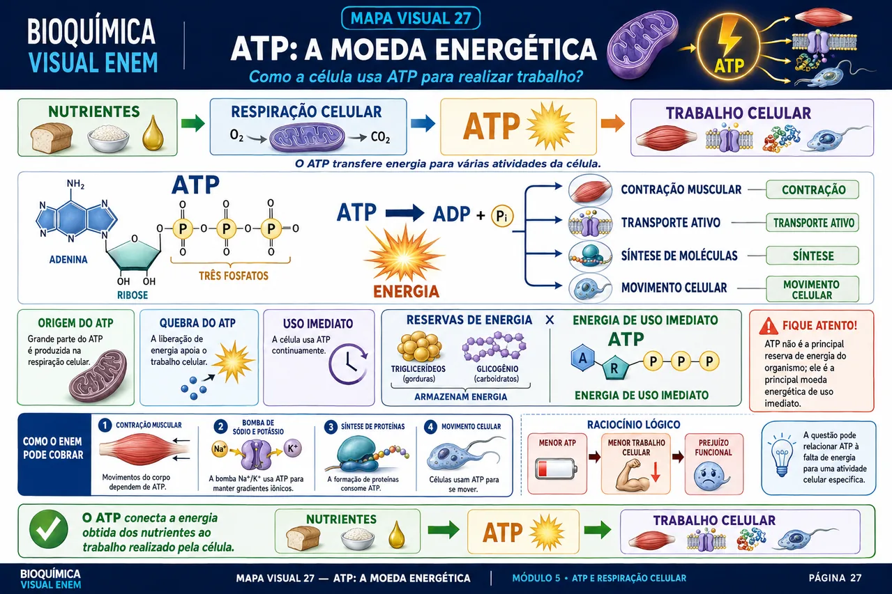 Mapa visual de Bioquímica sobre ATP como moeda energética